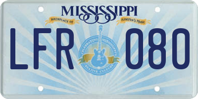 MS license plate LFR080