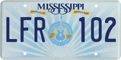 MS license plate LFR102