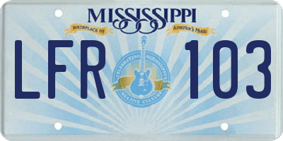 MS license plate LFR103