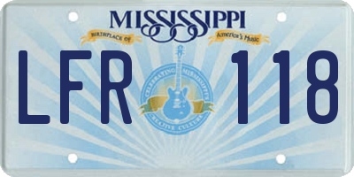 MS license plate LFR118