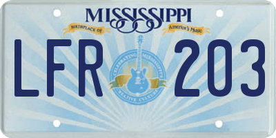 MS license plate LFR203