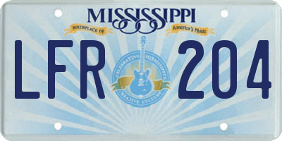 MS license plate LFR204