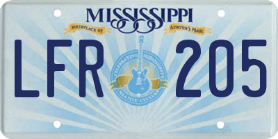 MS license plate LFR205