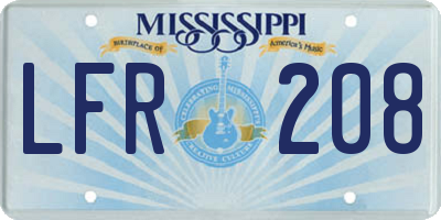 MS license plate LFR208
