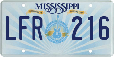MS license plate LFR216