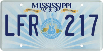MS license plate LFR217