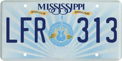 MS license plate LFR313