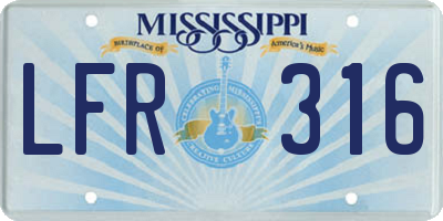 MS license plate LFR316
