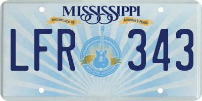 MS license plate LFR343