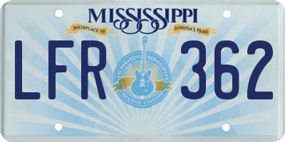 MS license plate LFR362