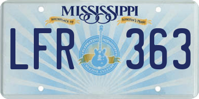 MS license plate LFR363