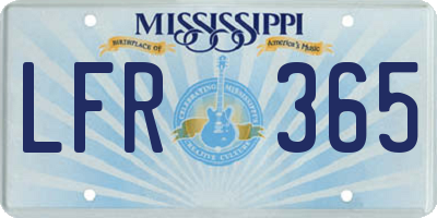 MS license plate LFR365