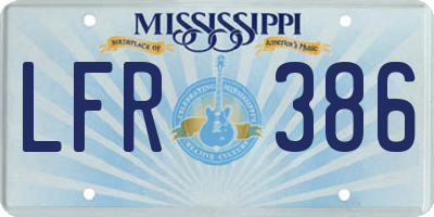 MS license plate LFR386