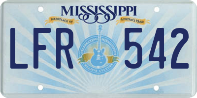 MS license plate LFR542