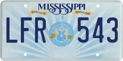 MS license plate LFR543