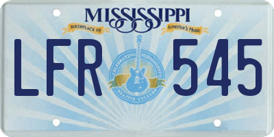 MS license plate LFR545