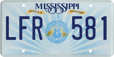 MS license plate LFR581