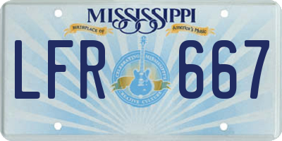 MS license plate LFR667
