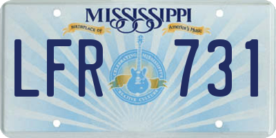 MS license plate LFR731