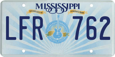 MS license plate LFR762
