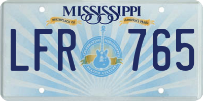 MS license plate LFR765