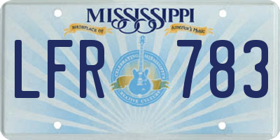 MS license plate LFR783