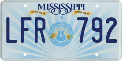 MS license plate LFR792