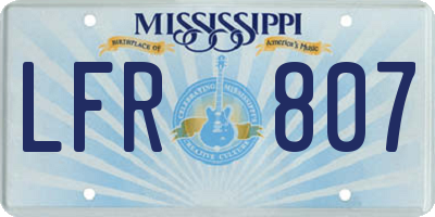 MS license plate LFR807