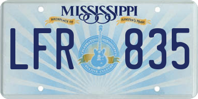 MS license plate LFR835