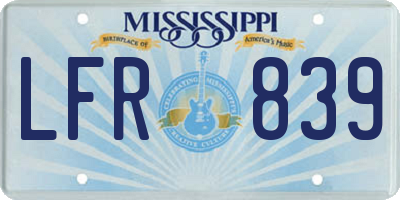 MS license plate LFR839