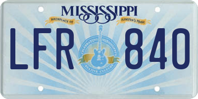 MS license plate LFR840