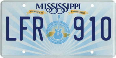 MS license plate LFR910