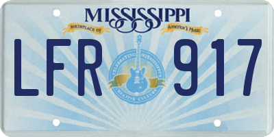 MS license plate LFR917