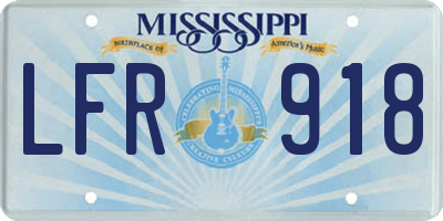 MS license plate LFR918