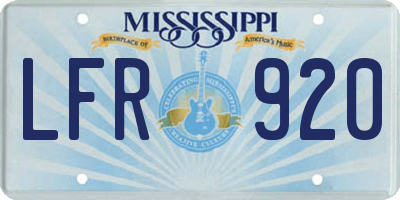 MS license plate LFR920