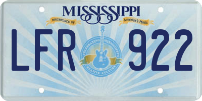MS license plate LFR922
