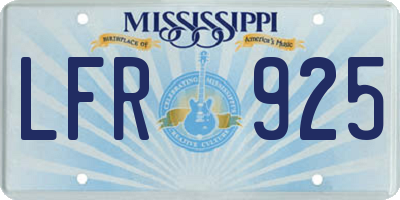 MS license plate LFR925