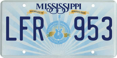 MS license plate LFR953