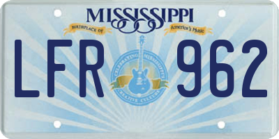 MS license plate LFR962