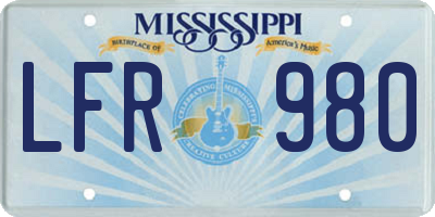 MS license plate LFR980