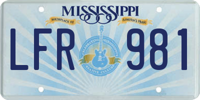 MS license plate LFR981