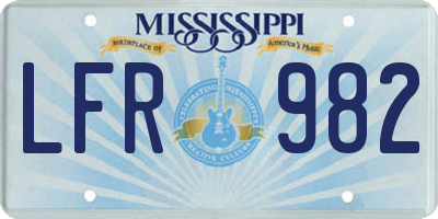 MS license plate LFR982