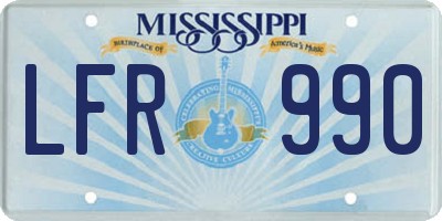 MS license plate LFR990