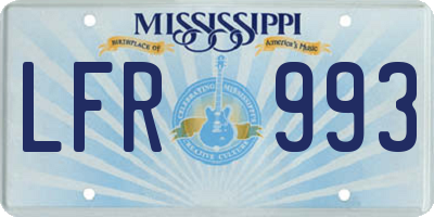 MS license plate LFR993
