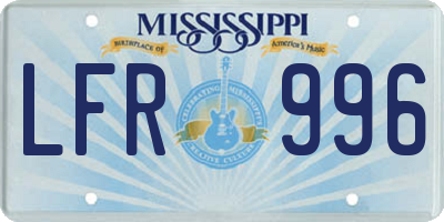 MS license plate LFR996