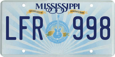 MS license plate LFR998