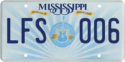 MS license plate LFS006