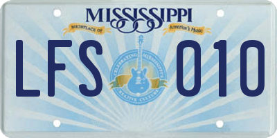 MS license plate LFS010