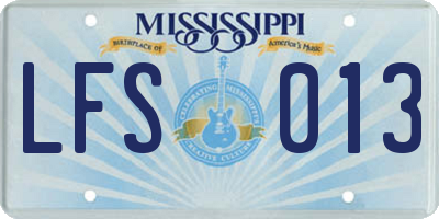 MS license plate LFS013
