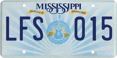 MS license plate LFS015